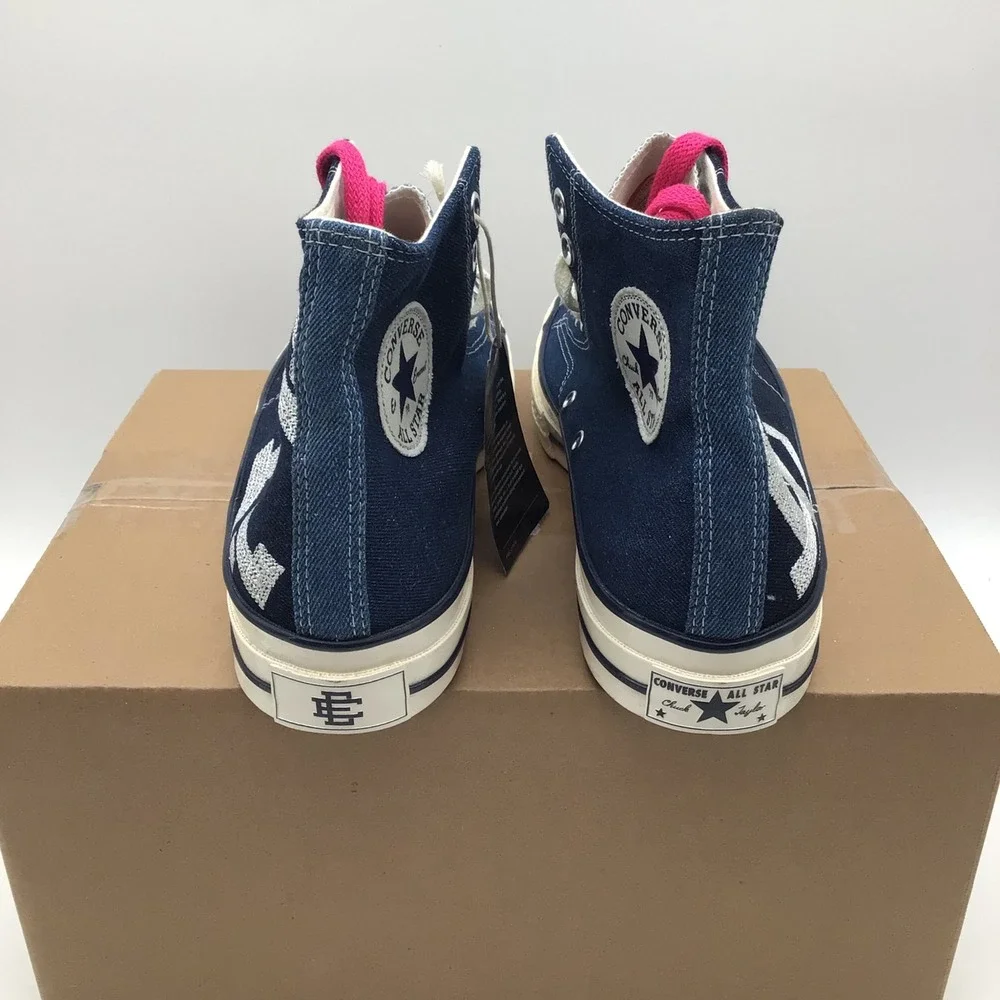 Converse x Eric Emanuel Chuck 70 High Top Navy Blue Silver A19037C Mens 9.5 NEW